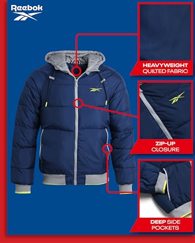 Reebok Men's Puffer Jacket - Heavyweight Weather Resistant Quilted Puffer Coat Rib Cuff - Ski Jackets for Men (Sizes: M-XXL)2