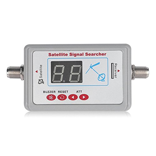 LeaningTech SF9505 Mini Digital TV Antenna Satellite Signal Finder Meter with LCD Display and Buzzer Function Dish Network Directv FTA, White