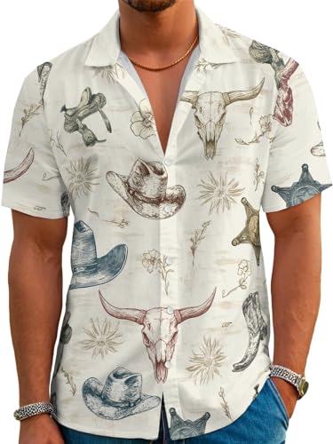 Funny Hawaiian Shirts for Men Retro Button Down Short Sleeve Summer Beach Aloha Shirts Holiday Theme Party Shirt
