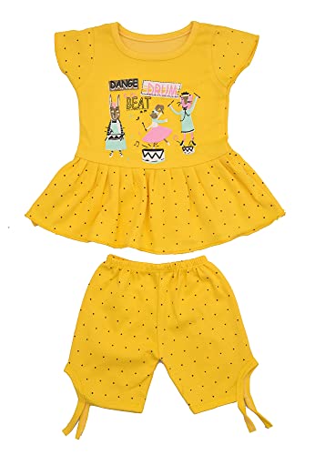 Image of Baby Girls Summer Dress New Born Baby Dress Suit Printed Cotton Top & Capri (Pack of 6 (3 Tops + 3 Shorts) Size 0 Months up to 12 Months (3-6 Months)