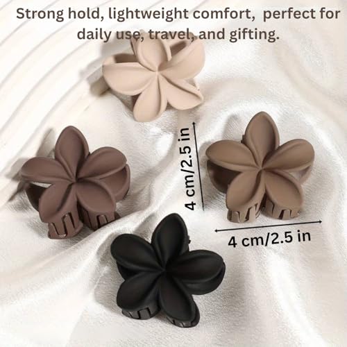 Image of Cerrito 6 Pcs Flower Hair Claw Clips for Women Girls - Large Strong Hold Clamps for Thick Thin Hair, Matte Nonslip, Neutral Floral Claw, Styling Small Hair Accessories, Ponytail Holder, Multicolor