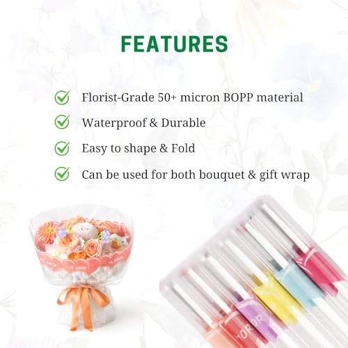 Image of Oasis - 20 Sheets Korean Style Waterproof Premium Bouquet Wrapping Sheet (58cm x 58cm, 60 Microns) | HeartBeat Border Design, Giftwrap for Flowers & DIY Gift Wrapping Paper For Valentines Day (Light Pink)