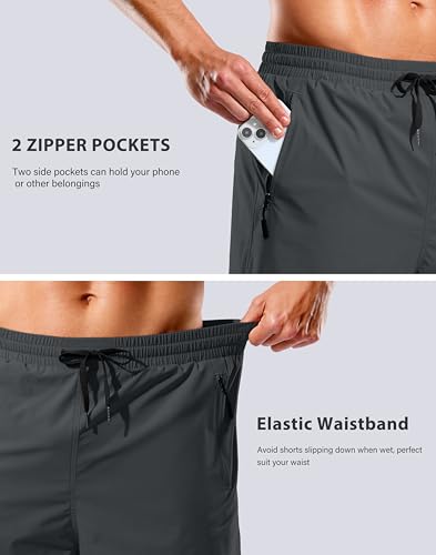 Image of G Gradual Mens Swim Trunks with Compression Liner 7 inch /9'' Quick Dry Board Shorts Swimsuit Bathing Suit for Men Zipper Pockets