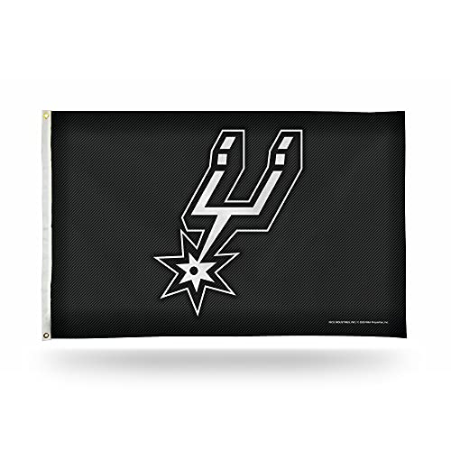 Rico Industries NBA San Antonio Spurs 3-Foot by 5-Foot Carbon Fiber Design Single Sided Banner Flag with Grommets