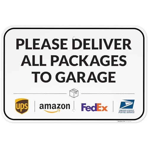 Image of Package Delivery Sign, Delivery Instructions Deliver All Package Garage Porch Sign, 12x18 Inches, 3M EGP Reflective .063 Aluminum, Fade Resistant, Made in USA by Sigo Signs