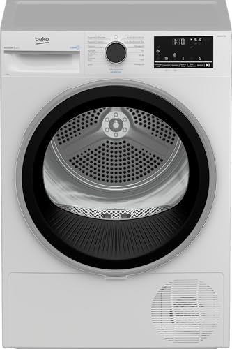 Beko B5TD6821B Wäschetrockner, 8 kg, Frontlader Wärmepumpentrockner, 15 Programme, Sensortrocknung, Leise-Programm, Aquawave Schontrommel, Säulenfähig, Weiß