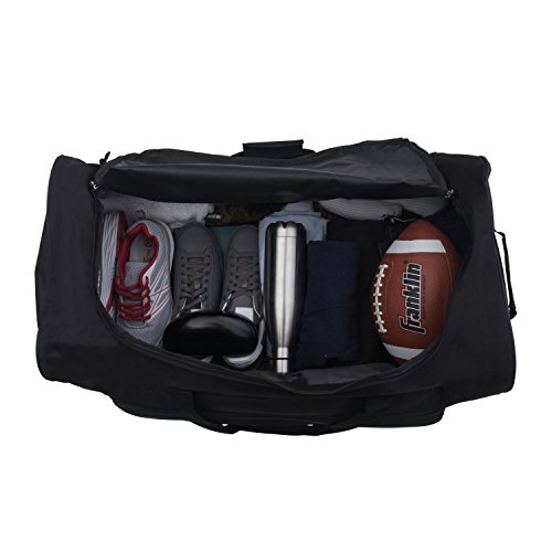 Jetstream Heavy Duty Large Sports Gym Equipment Travel Wheeled Roller Duffel Bag 28 Inch (Black)