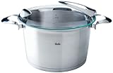 Kaltmetallgriffe Fissler solea / Edelstahl-Topf (Ø 24cm, 6,5 L) hoher Kochtopf mit Glas-Deckel, Innen-Skalierung, rostfrei - Induktion