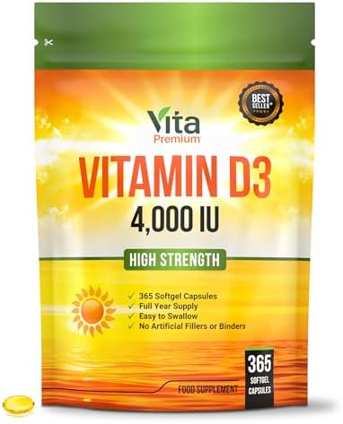Vitamin D 4,000 IU Softgels, Maximum Strength Vitamin D3 Suppleme...