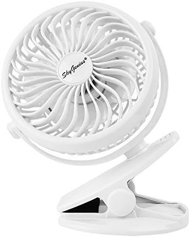 Miniatura 9 de SkyGenius Mini ventilador de mesa en clip operado por batería, Blanco