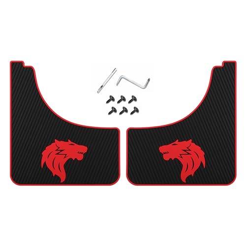 Image of Car Mud Flaps Screw and Clips Universal Rubber Mudguard Soft No Collision Splash Guards (2PCS, Wolf Head)