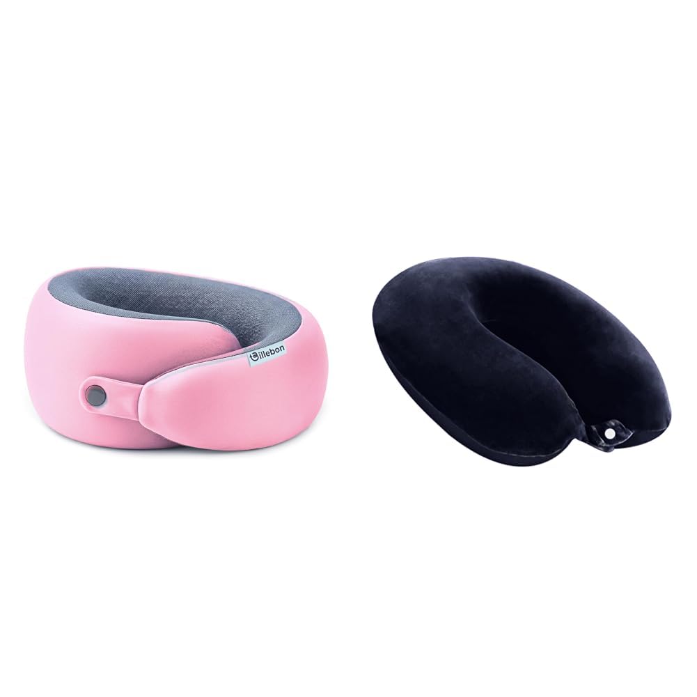 Memory Foam Neck Pillow, Snake Shape Travel Pillow with Snap Button, Neck Pillow for + Cool Gel Infused Memory Foam Travel Neck Pillow with Magnetic Fabric Luxury Neck Support-image-44