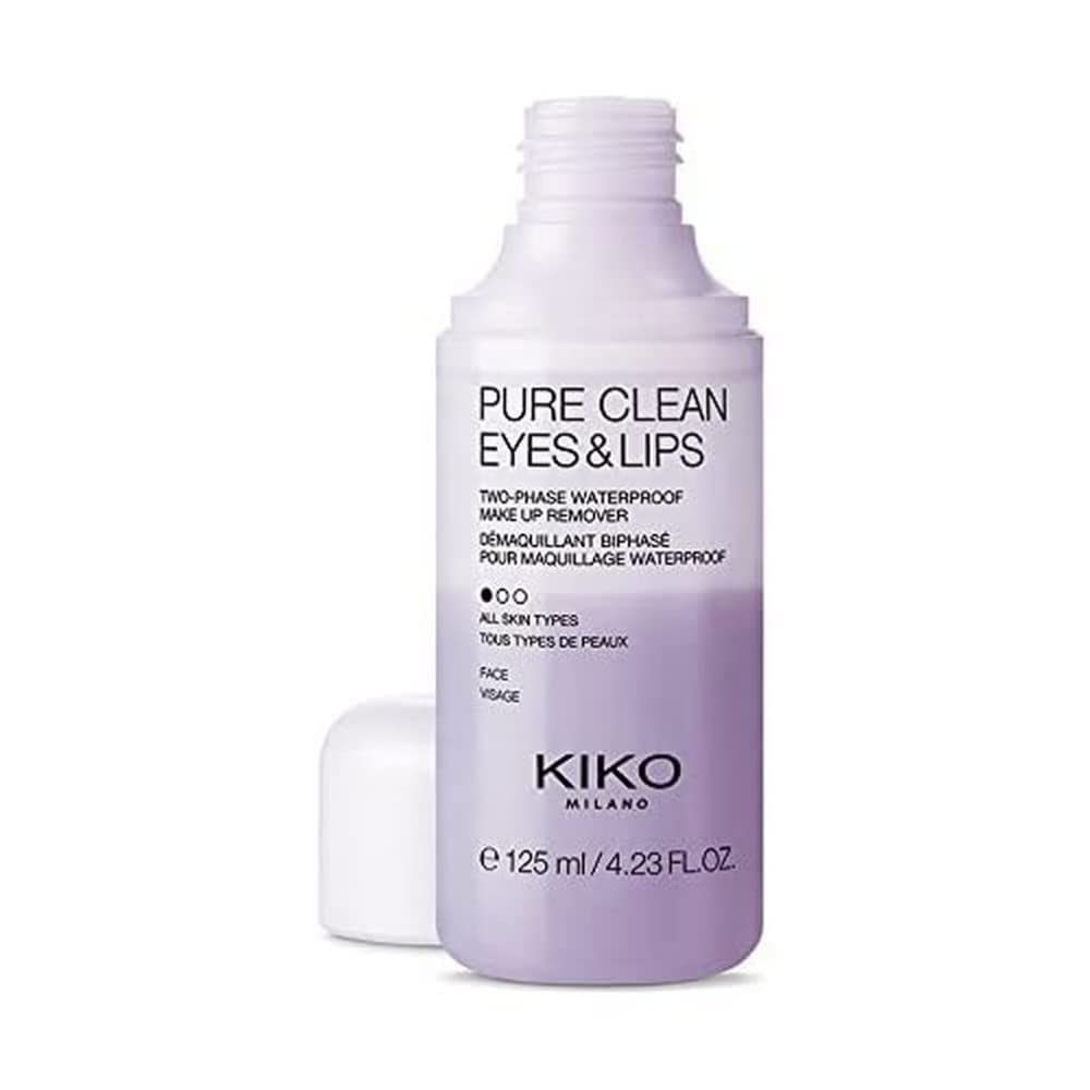 KIKO MILANO - Pure Clean Eyes & Lips Two-phase Makeup Remover for Eyes and Lips. 125 ml / 4.22 Ozl | Waterproof Makeup Rem...