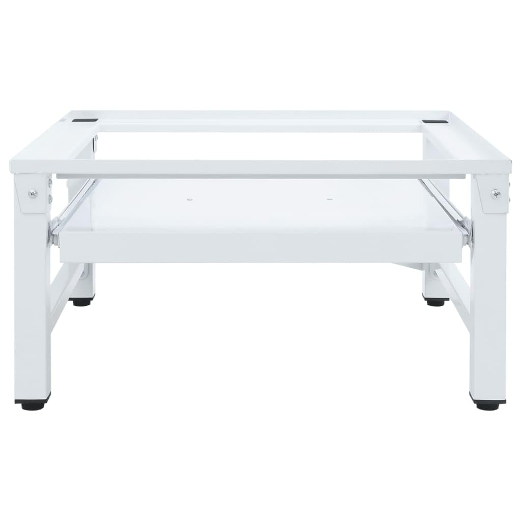 Brokky Supporto Lavatrice e Asciugatrice con Mensola Estraibile Bianco-Base Torre, Kit di Sovrapposizione Lavatrice Asciugatrice Universale, Supporto Premontato con Ripiano Estraibile