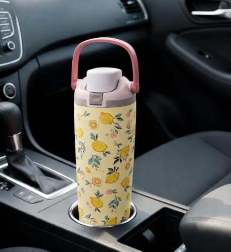 Image of HomeCloud 900ML Stainless Steel Water Bottle - Double-Wall Vacuum Insulated, Leakproof Straw Lid, BPA-Free Reusable Travel Flask with Two-Way Spout for Gym, Office & Outdoor Use (Yellow)