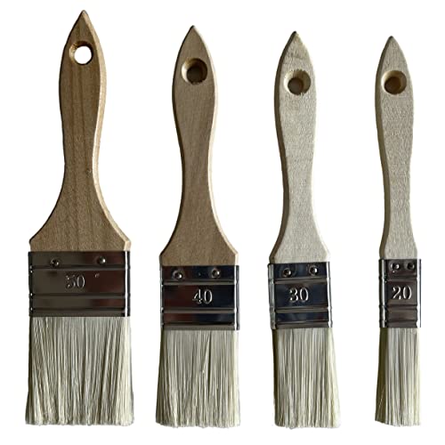 Surtido de Brochas Pintura Madera en 4 Medidas de Brocha Plana, Ideales como Pinceles Pintura Acrilica, Barniz, Aceite de Linaza. Paletina de Fibra Cover