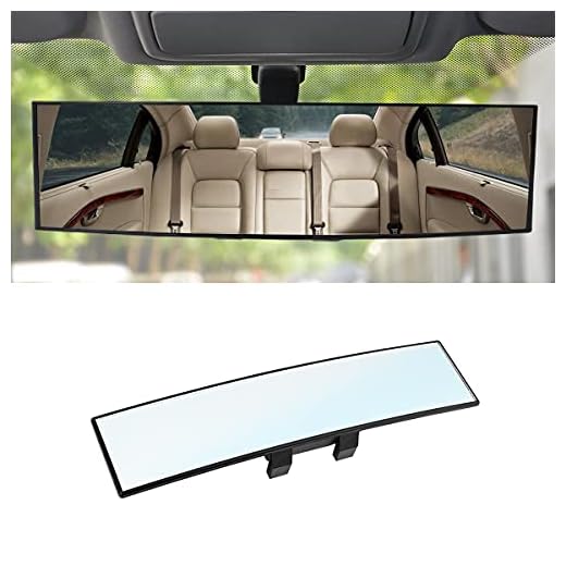 8sanlione 12 Inch Panoramic Car Rearview Mirror, White