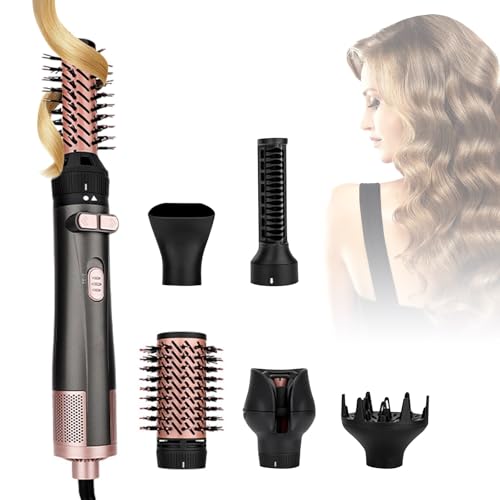 Set Moldeador De Pelo 6 En 1 Con 3 Velocidades y 2 Ajustes De Temperatura, Cepillo Secador De Pelo,Adecuado Para Secar, Rizar, Alisar y Otras Necesidades De Peluquería. Un Regalo Ideal Para Mujeres