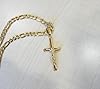 LIFETIME BLING 18K Figaro Gold Cross Crucifix Necklace Pendant Charm with 3MM Rope Chain Gift for Men Women Husband Wife Baptism Religious w/real strong Solid Clasp Fashion Jewelry (24) #2