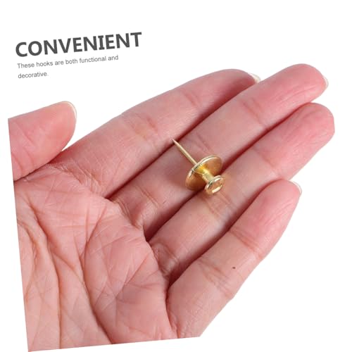 Image of 30pcs Love Hook Nails for Hanging Picture Painting Double Headed Picture Hangers Picture Mounting Hardware Double-Headed Nail Aesthetic Nail for Hanging Golden Zinc Alloy