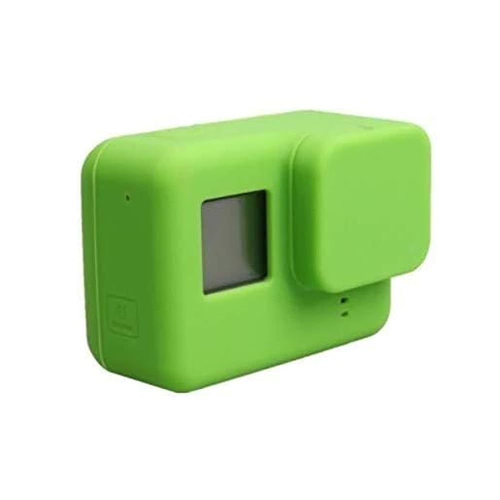 Action Pro Silicone Rubber Case + Lens Protective Cap Cover Compatible with GoPro Hero 7/6/5 Action Camera (Green)