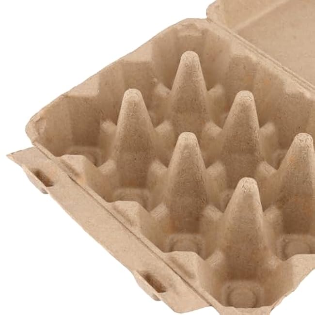 HOIGON 50 PCS 12 Cell Empty Paper Egg Cartons, Sturdy Pulp Fiber Egg Container Holder With Lids, Recycled Cardboard Egg Cartons
