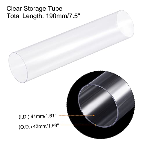 Image of MECCANIXITY Clear Storage Tube 1 5 /8 inchx7.5 inch(41mmx190mm) Lightweight for Bead Containers, Craft, DIY with White Caps 5 Pack
