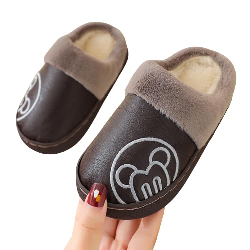Fashiol Kidss Cotton Slippers Parent-child Shoes Waterproof Pu Cartoon Baby Winter Soft Sole Non Slip Velvet New Warm Brown (2 Year) (B0CLRYSJTD) Amazon Price History, Amazon Price Tracker