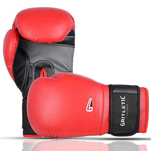 Gritletic Boxing & Mma Training Gloves - Supreme Boxing Gloves For Men & Women. 8,10,12,14 & 16Oz Kickboxing Gloves (14Oz, Red) #TOP1