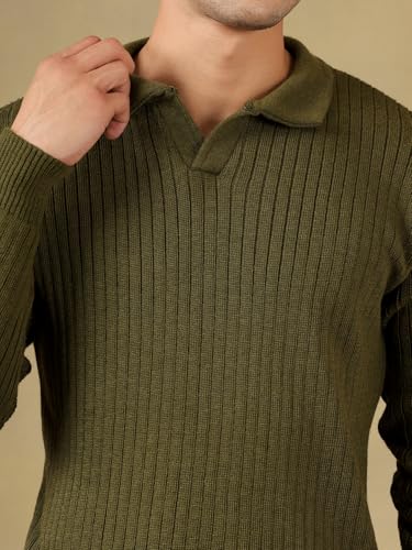 Image of Kvetoo Full Sleeve Winter Wear Woolen Collar Polo Sweater for Men