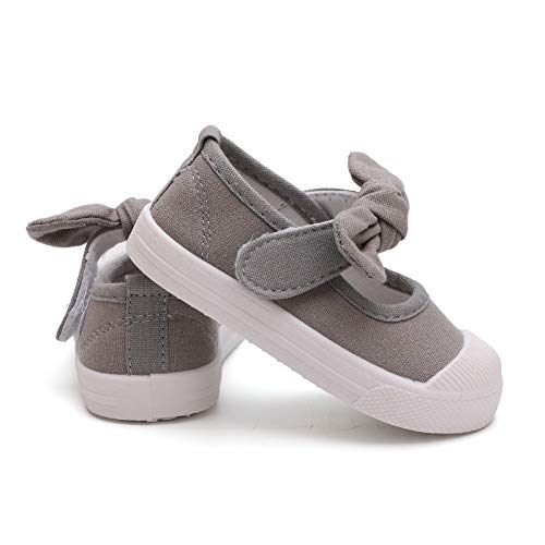 Peggy Piggy Girl'S Flower Bow Canvas Shoes Lightweight Sneakers Cute Casual Running Shoes(20308-Gray-29) Grey thumb #4