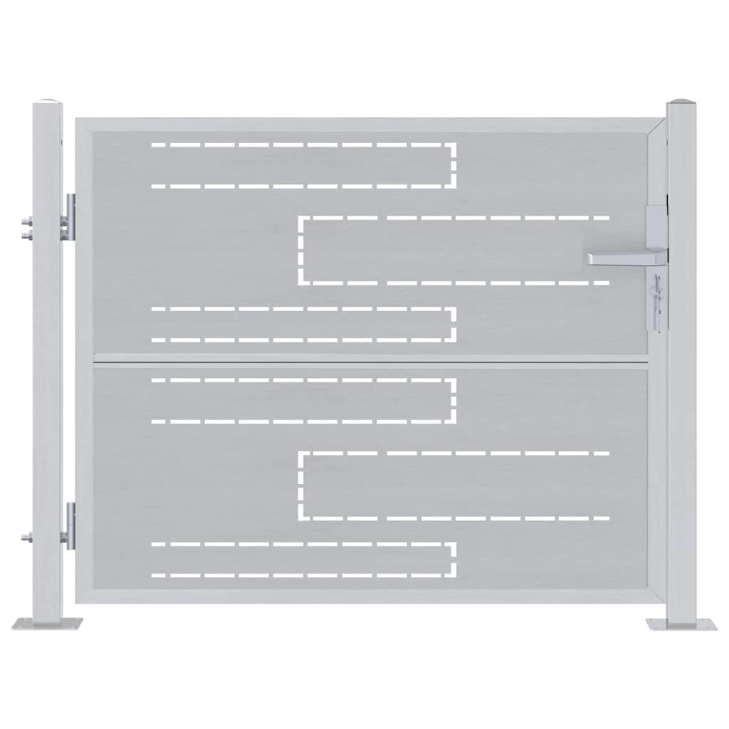 vidaXL Porte de Jardin Argenté 85 x 70 cm Acier Inoxydable, Jardin et terrasse, Portail rectangulaire Moderne, entrée sécurisée, barrière résistante aux intempéries, accès Classique