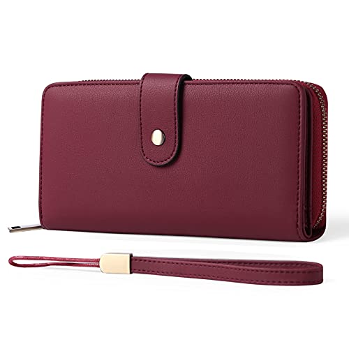 GAEKEAO Portefeuille Femme Cuir Synthétique, Grande capacité Porte Monnaie avec RFID Blocage, Porte-chéquiers Porte-Cartes pour 14 Cartes