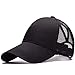 Tuopuda Casquette de Baseball Femme Chapeau de Queue de Cheval Réglable Demi-Maille Casquettes de Sport Outdoor, Noir, Taille unique