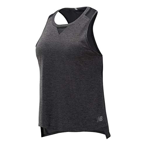 New Balance Women's Impact Run Mesh Tank Top, Black Heather, X-Large