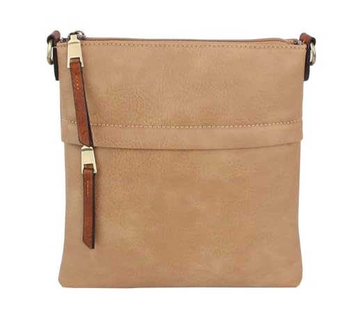 Le Miel Vegan Leather Double Zipper Square Crossbody Bag - Chic Companion for Women's Everyday Casual Occasions