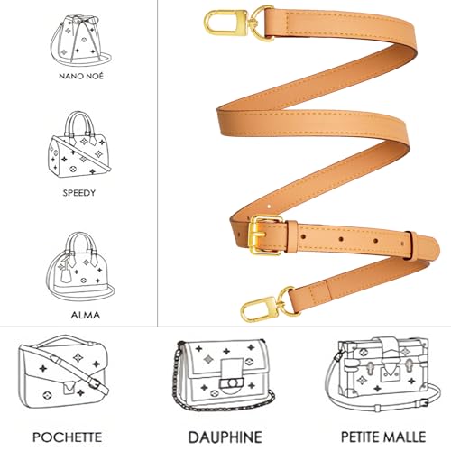 Image of Vachetta Leather purse strap Genuine Leather Adjustable Replacement Strap for Shoulder Bag Handbag Purse