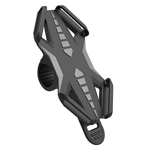 GVDV Soporte Movil Bicicleta Universal, Soporte de Silicona Entera para Bici, Moto, GPS y Casco, Ajustable para 4" - 6", Negro y Gris