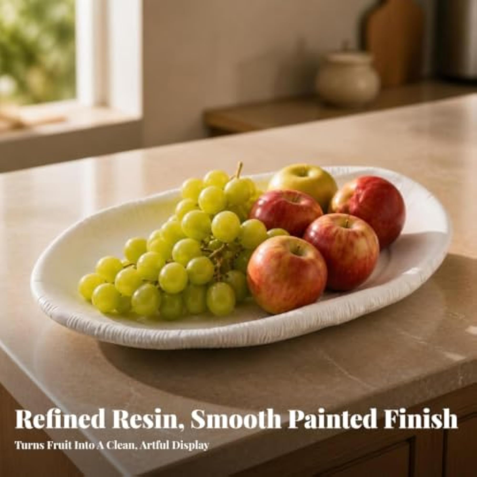 Minimalist Elliptical Platter, Carved Textured Surface