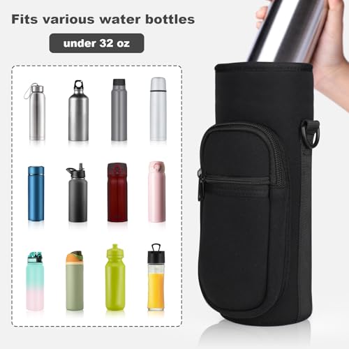 Image of Water Bottle Holder with Strap, Water Bottle Carrier Bag with Phone Pocket, Shoulder Hand Strap Insulated Neoprene 40 oz Water Bottle Sleeve for Walking Hiking Camping Gym