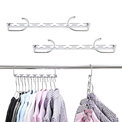 Clothes Hanger Hangers Space Saving Hangers For Clothes Wardrobe Metal Wonder Hangers, Multi Hanger Fit for Wardrobe Clothes Organizer In Dormitory (2Pcs)
