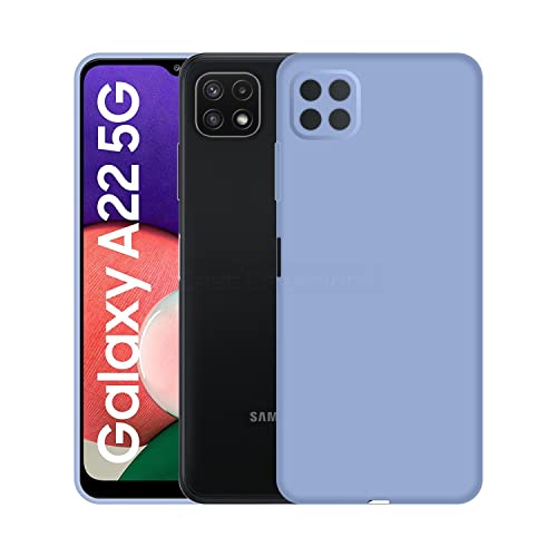 Image of Case Creation Liquid TPU Silicone Cover for Samsung A22 5G Soft Case,Anti-Dirty Slim Case Frosted Matte TPU Raised Bezel (Splash of Color) Back Case Cover for Samsung Galaxy A22 5G -Light Purple