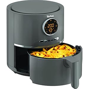 Tefal Ultra Fry Heißluftfritteuse Air Fryer, Frittieren, Rösten, Grillen, Backen, 1,2 kg für 6 Personen, 8 Kochprogramme, Digitales Display, energiesparend, gesunde Friteuse ohne Öl, grau, EY111B