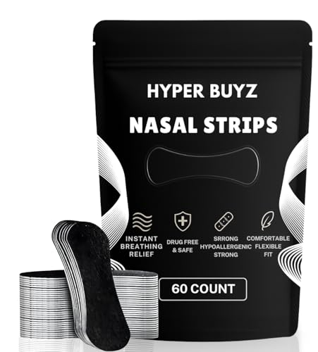 60 Pieces Nasal Strips for Snoring and Sleeping – Nose Strips for Breathing & Anti Snoring Solution – Comfortable Fit for Better Airflow, Nasal Strips for Breathing, Stop Snoring for Men & Women