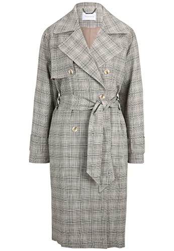 Tamaris Damen Karierter Trenchcoat ARNI Grau 40