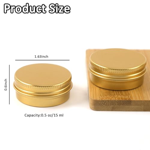30 Pcs 0.5 oz Aluminum Tin Cans Metal Round Tins Salve Tins Empty Lip Balm Containers with Lids Gold2