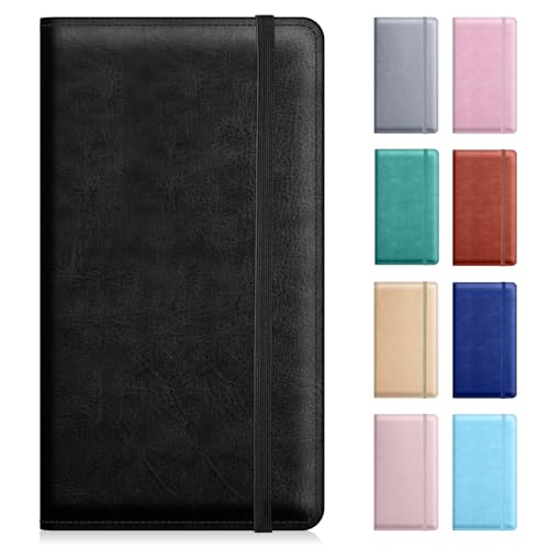 Pisypox Checkbook Cover for Personal CheckbookPu Leather Check Book Covers for Women and MenWith Pen holders and Elastic Bands & Built-in Clear Plastic Divider for Duplicate ChecksBlack