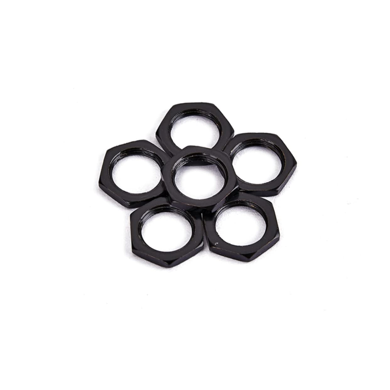 Totority Replacement Black Guitar Jack Nut Set 50 Pcs 8mm Nuts Zinc Alloy Thin for Guitar Bass