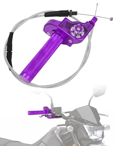 Image of Mini Bike Throttle Kit 7 /8 inch 22mm MiniBike Throttle Assembly + Throttle Cable CNC Quick Twist Universal for Dirt Pit Bike Motorcycle CT200U CT200U-EX BT200X CRF KLX SSR 50 110 125 250 Purple
