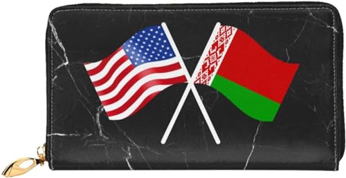 American And Belarus Flag Wallet Card Bag